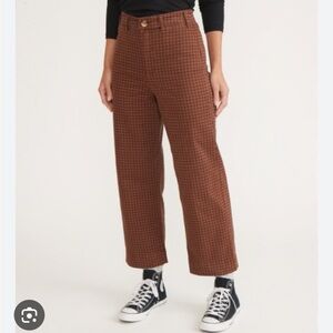 Marine Layer Bridget Crop Pants - Pinecone. Brown Plaid Pants Size 4